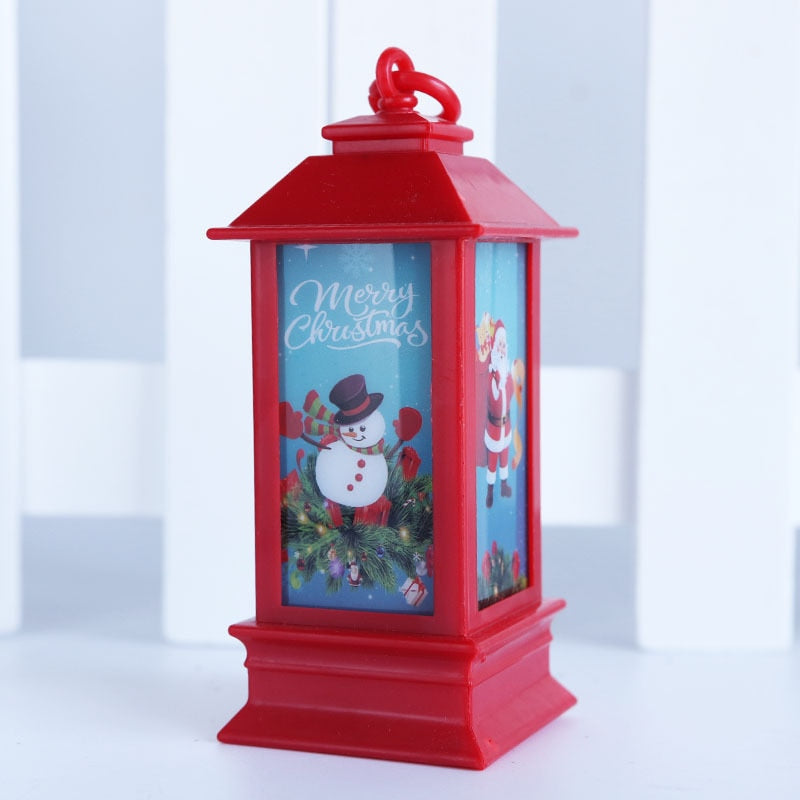 Santa Claus Snowman Lantern Light