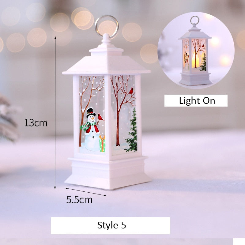 Santa Claus Snowman Lantern Light