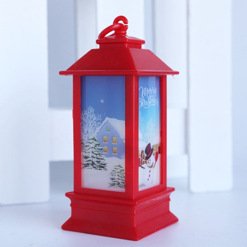 Santa Claus Snowman Lantern Light